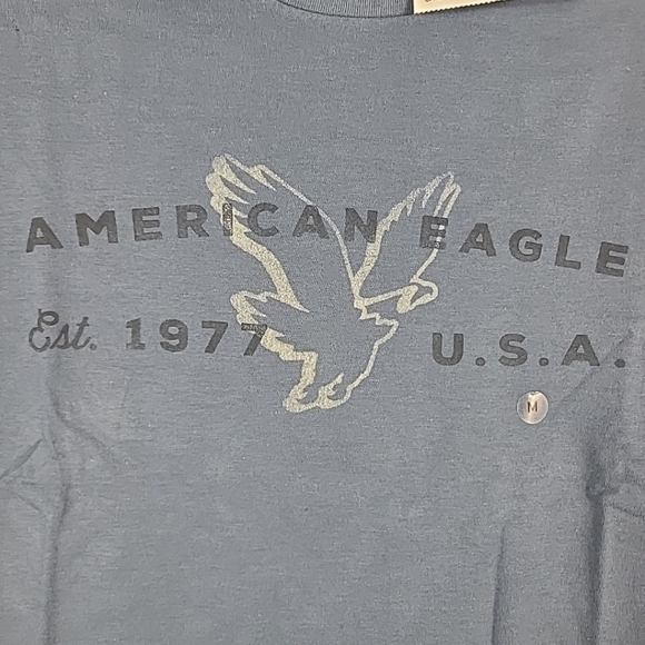 NWT American Eagle Women's Short Sleeve Blue 1977 T-shirt Sz M - Picture 2 of 5